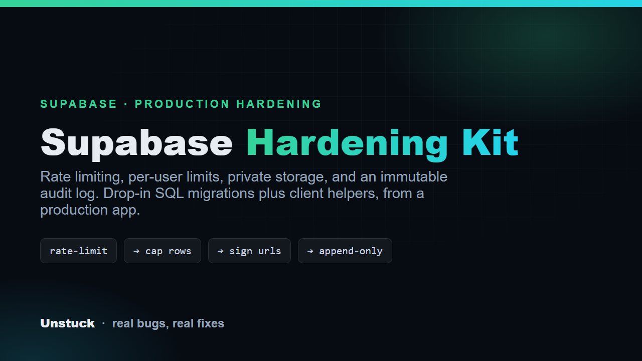 Supabase Production Hardening Kit
